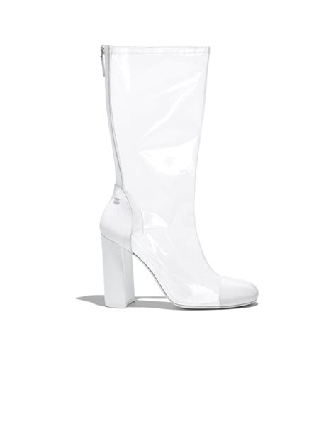 chanel clear boots price|Chanel leather boot with heel.